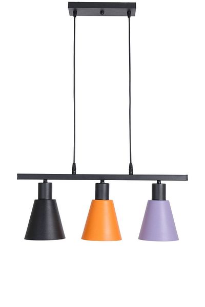 Fer Avize Trend Modern Design Living Room - Kitchen - Cafe Black - Orange - Lilac Color 3-Piece Chandelier