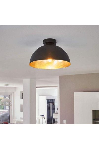 Fer Avize Poni Modern Plafonier Black Color Inside Gold Cafe - Kitchen Single Chandelier
