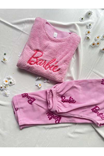 Glaminta Pembe Polar Peluş Pijama Takımı