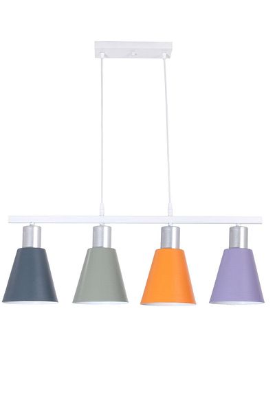 Fer Avize Trendy Modern Design Cafe Kitchen Living Room Anthracite Green Orange Lilac Color Row 4-Piece Chandelier