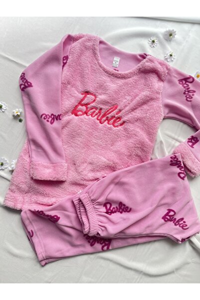 Glaminta Pembe Polar Peluş Pijama Takımı