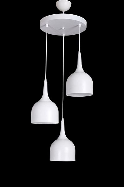 Fer Avize Reina Modern Design Living Room - Kitchen - Cafe White Case White Color Pendant Lamp 3-Piece Chandelier