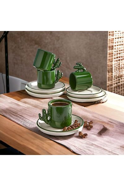 Akkoyunlu home Cactus Model Cup Set for 6 People, Coffee Cup