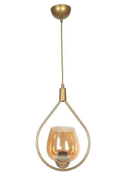 Fer Avize Deco 110 Modern Design Living Room - Mufak - Bedroom - Antique Color Honey Glass Pendant Lamp Single Chandelier