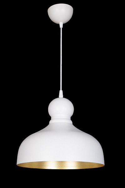 Fer Avize Sevgi Modern Design Antique Detailed White Inside Gold Color Metal Single Chandelier