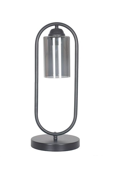 Fer Avize Koza Modern Design Black Color Smoked Glass Lampshade - Table - Night Lamp