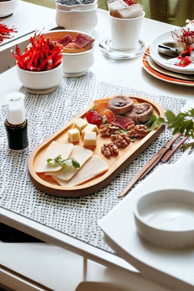 Akkoyunlu home Ahşap Kahvaltı Tabağı,Meyve Tabağı,Çerezlik,Yağdanlık Altı,Sunumluk (çamağacı ahşabı)
