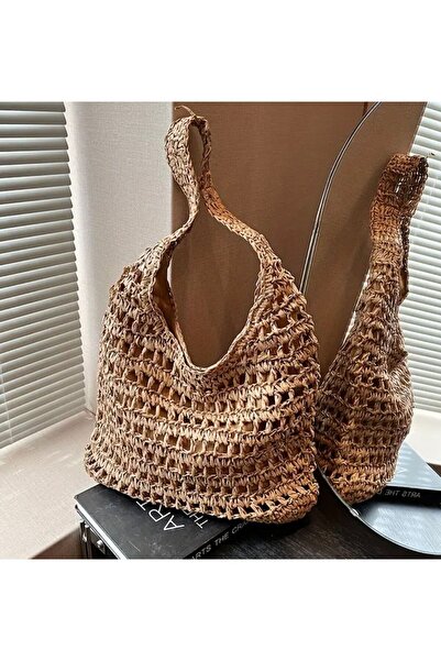 FINGER PRINT Hasır Boho Tote Çanta - Hasır