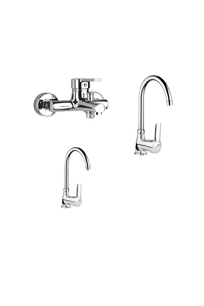 Arya Lüx Delta Sıcak Soğuk Banyo Duş Mutfak Lavabo Musluk Çeşme Bat 3 Lü Musl...