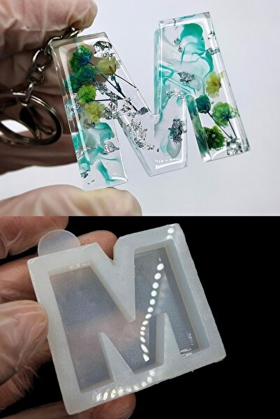 Aj Resincraft قالب حروف سيليكون إيبوكسي، حرف منقط، قالب سيليكون ذو طابع تركي M