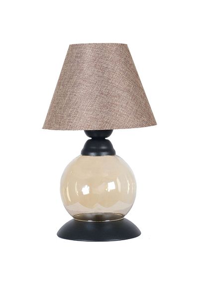 Fer Avize Noki Black Modern Design Honey Glass Lampshade - Table - Brown Hat Night Lamp