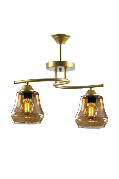 Fer Avize Fuji Modern Decorative Oval Glass Antique Smoked Glass Living Room - Kitchen - Bedroom 2-Piece Chandelier