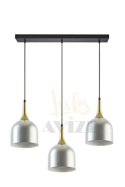 Fer Avize Reına Modern Design Metal Head Silver Color Row Pendant Lamp Cafe - Kitchen 3-Piece Chandelier