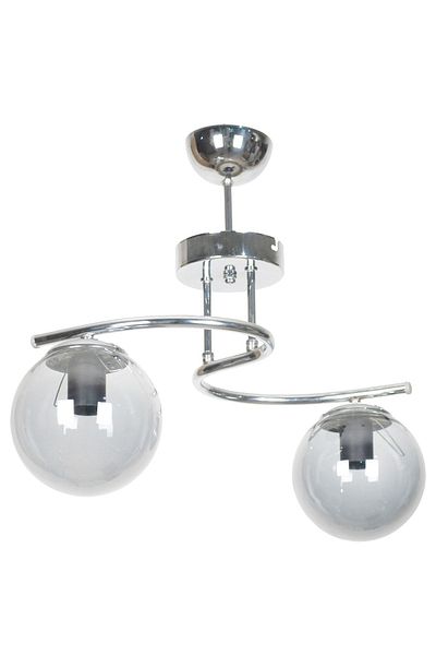 Fer Avize Linda Modern Design Chrome Color Smoked Glass Living Room - Kitchen - Bedroom 2-Piece Chandelier
