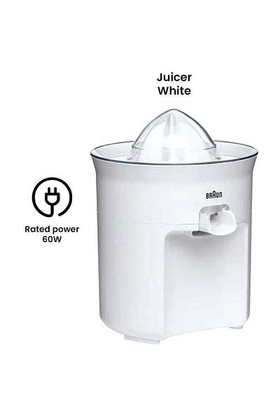 Braun Citrus Quick juicer, 60W motor, Direct serve, Anti-drip, Auto start-stop, Plastic lid - CJ3050