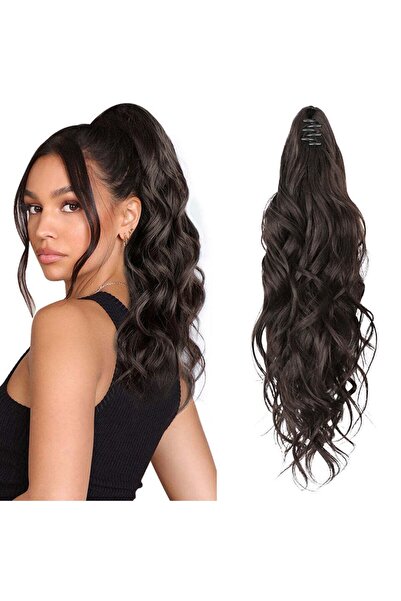 AKOLİFE Postiță de păr maro cu coadă de cal cu cataramă - Aspect natural de p...