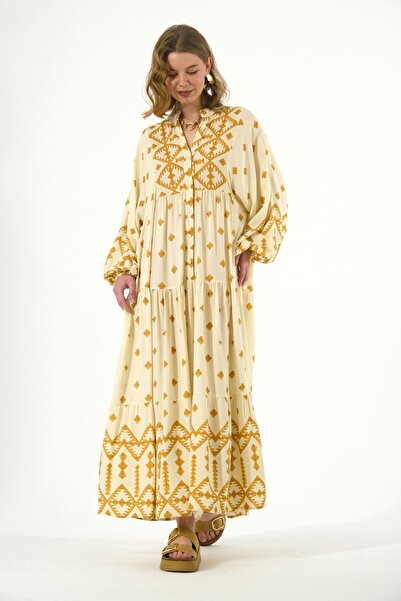 ABBRA Women's Katleya Model 100% Viscose 100% Viscose Summer Dress