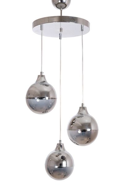 Fer Avize Rima Modern Design Cafe - Kitchen - Living Room Chrome Case Smoked Glass 3-Piece Chandelier