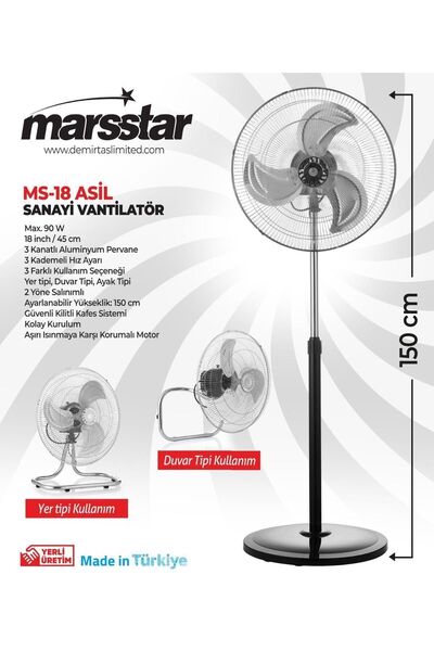 Marsstar ms-18 asil sanayi tipi vantilatör
