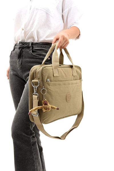 Sanmorris Μπεζ Unisex Clinker - Αδιάβροχο χαρτοφύλακα και τσάντα φορητού υπολογιστή με θήκη φορητού υπολογιστή και χιαστί ιμάντα