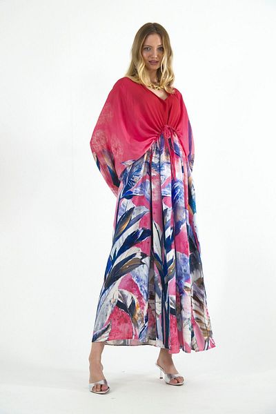 ABBRA Rochie de vară oversize, 100% viscoză, detaliată din dantelă