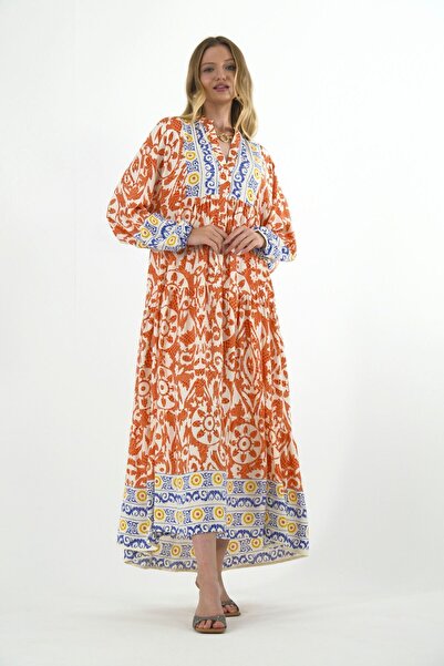 ABBRA Women's Katleya Model 100% Cotton Summer Dress