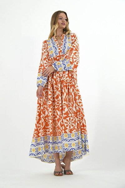 ABBRA Women's Katleya Model 100% Cotton Summer Dress