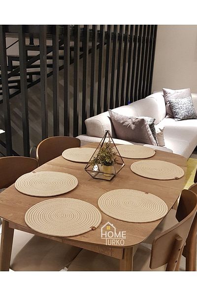 HomeTurko Natural Jut, Modern Look Six Piece Grey, Wicker 33 X 33 cm, American Service, Plate