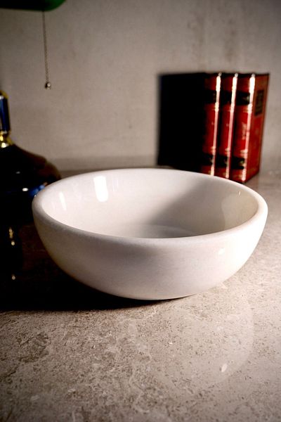 Marbel Concept White Marble Handmade Dining and Presentation Marble Bowl