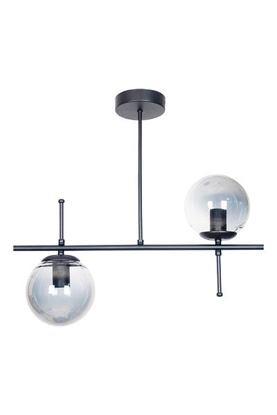 Fer Avize Cello Modern Design Metal Black Color Smoked Glass Dining Table Top - Living Room 2-Piece Chandelier