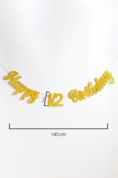 Le Mabelle Gold Happy Birthday 1/2 Banner