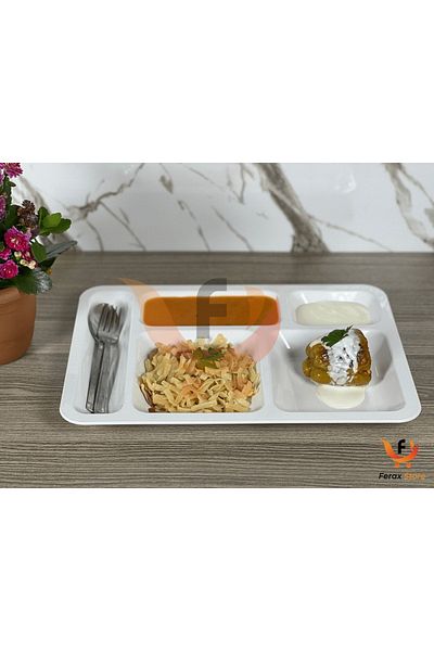 SUMAKS Polycarbonate Unbreakable Table D'hôte 5-Compartment Dining Hall Serving Plate