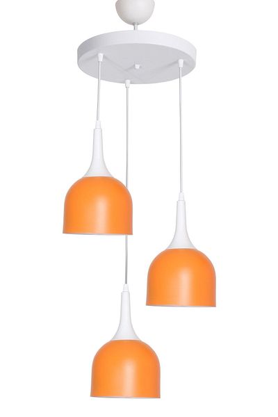Fer Avize Reina Modern Design Living Room - Kitchen - Cafe White Case Orange Color Pendant Lamp 3-Piece Chandelier