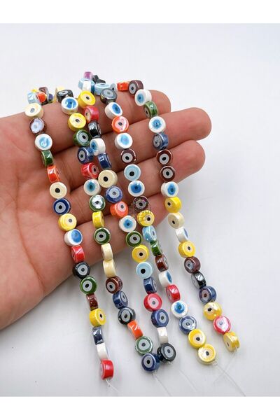Ebruli Boncuk 8 mm Colorate Evil Eye Bead Ceramic Mix Mixed String Beads Acce...