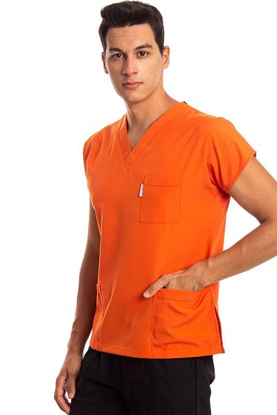 Simirna Üniforma Tricou Chirurgical Asistentă - Set Scrubs Orange Top Black Bottom