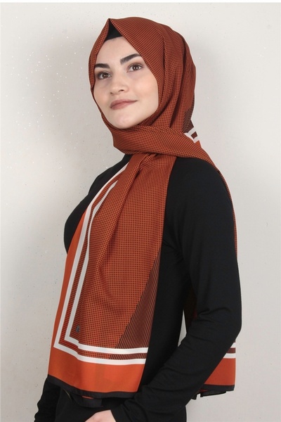 Cardion Medine Desenli Şal 1898-17 Turuncu