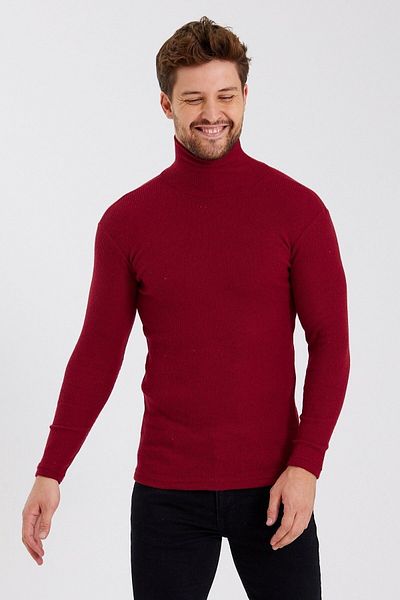 Bentillo Men's Burgundy Turtleneck Camisole Sweater