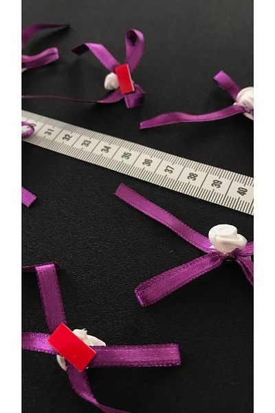 Ozpas Purple Rose Bow Satin - Set of 20 Glued