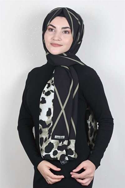 Cardion Medine Desenli Şal 1802-10 Siyah-yeşil