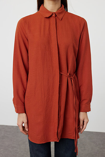 Trendyol Modest Aerobin Woven Brick Color Shirt - Waist Tied TCTSS22GO0105