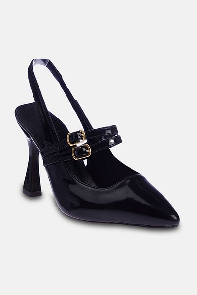 TRENDYOL SHOES Damenschuhe mit Absatz - Schwarz, mit Gürtel und Schnalle TAKSS24TO00010
