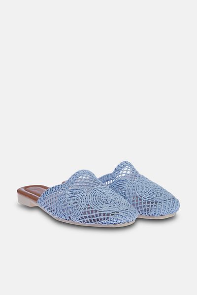TRENDYOL SHOES Blaue Hausschuhe für Damen mit Strickdetail - TAKSS24TE00000
