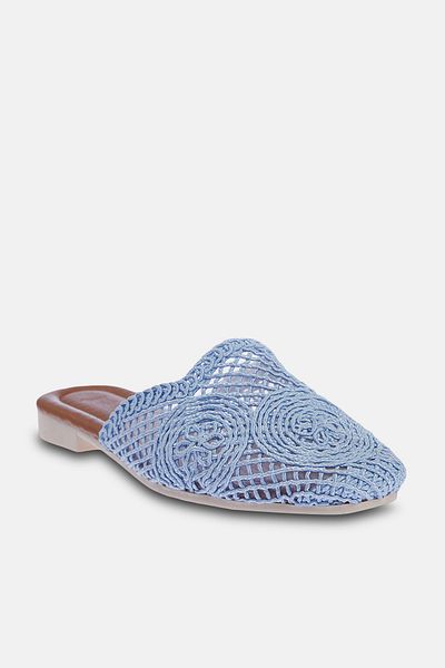TRENDYOL SHOES Blaue Hausschuhe für Damen mit Strickdetail - TAKSS24TE00000