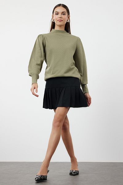 Trendyol Collection Pulover din tricot cu guler ridicat mentă TWOAW21KZ0817