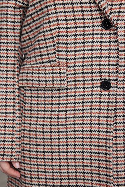 Trendyol Curve Colorful Regular Fit Patterned Coat - TBBAW25DD00005