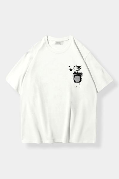 Carpe Tricou oversize cu model robot alb