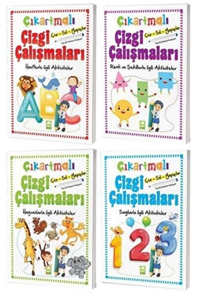 Ema Çocuk Çıkartmalı Çizgi Çalışmaları 4 Kitap 5 Yaş Kalem Hediyeli