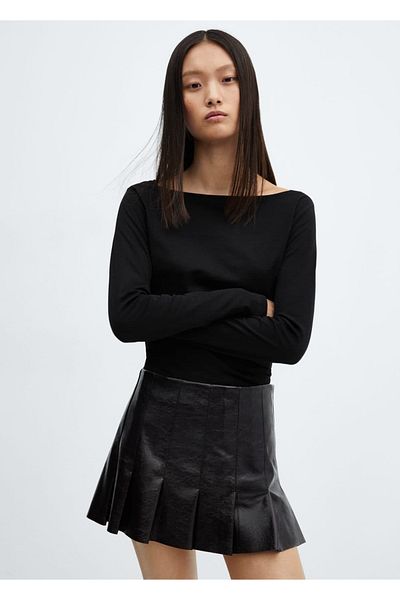 MANGO Woman Bavlněné tričko Boat Neck