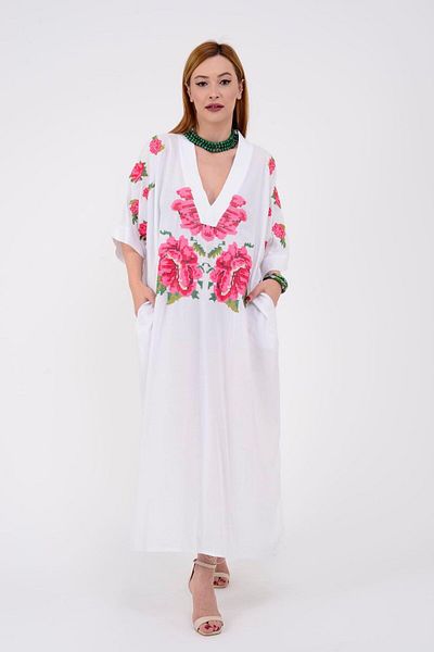 Park Moda AN10391 ΦΟΡΕΜΑ ΤΡΙΑΝΤΑΦΥΛΛΟΥ ΜΕ ΣΧΕΔΙΟ V-λαιμόκοψη