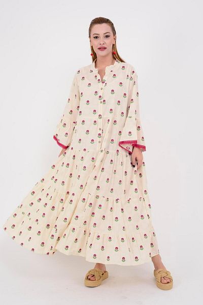 Park Moda AN10512 FLORA BUTTONED LONG DRESS